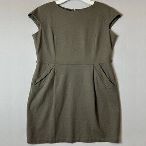 Lafayette 148 Dress Womens 14 Brown Sleeveless Sheath Work Wear Thick